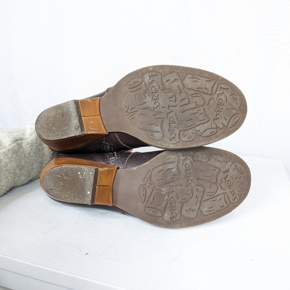 Kork-Ease Brown Leather Low Block Heel Ankle Booties - Picture 8 of 9